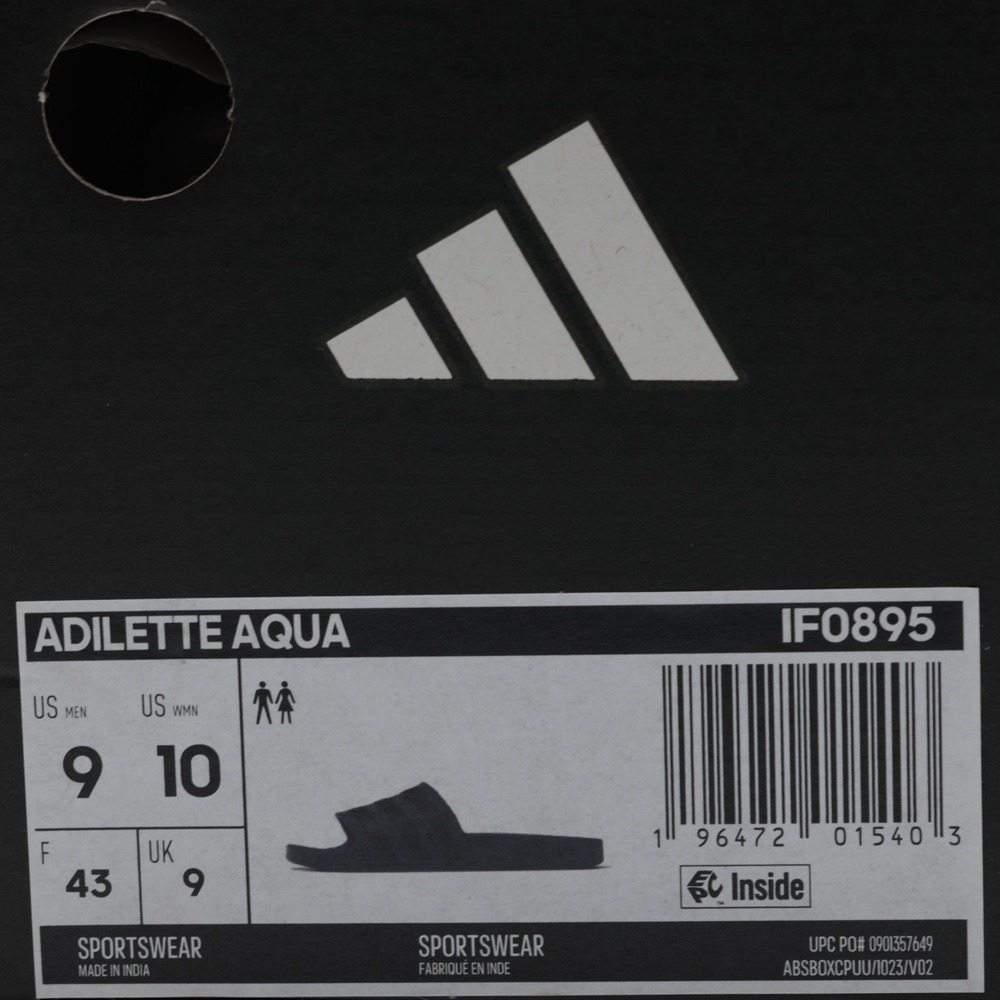 Adidas Unisex Adilette Aqua Slides Casual Slip-On Sandals Navy Blue Size M9 W10 - Picture 10 of 10